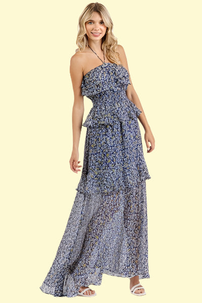 WestCloset Romantic Halter Neck Maxi