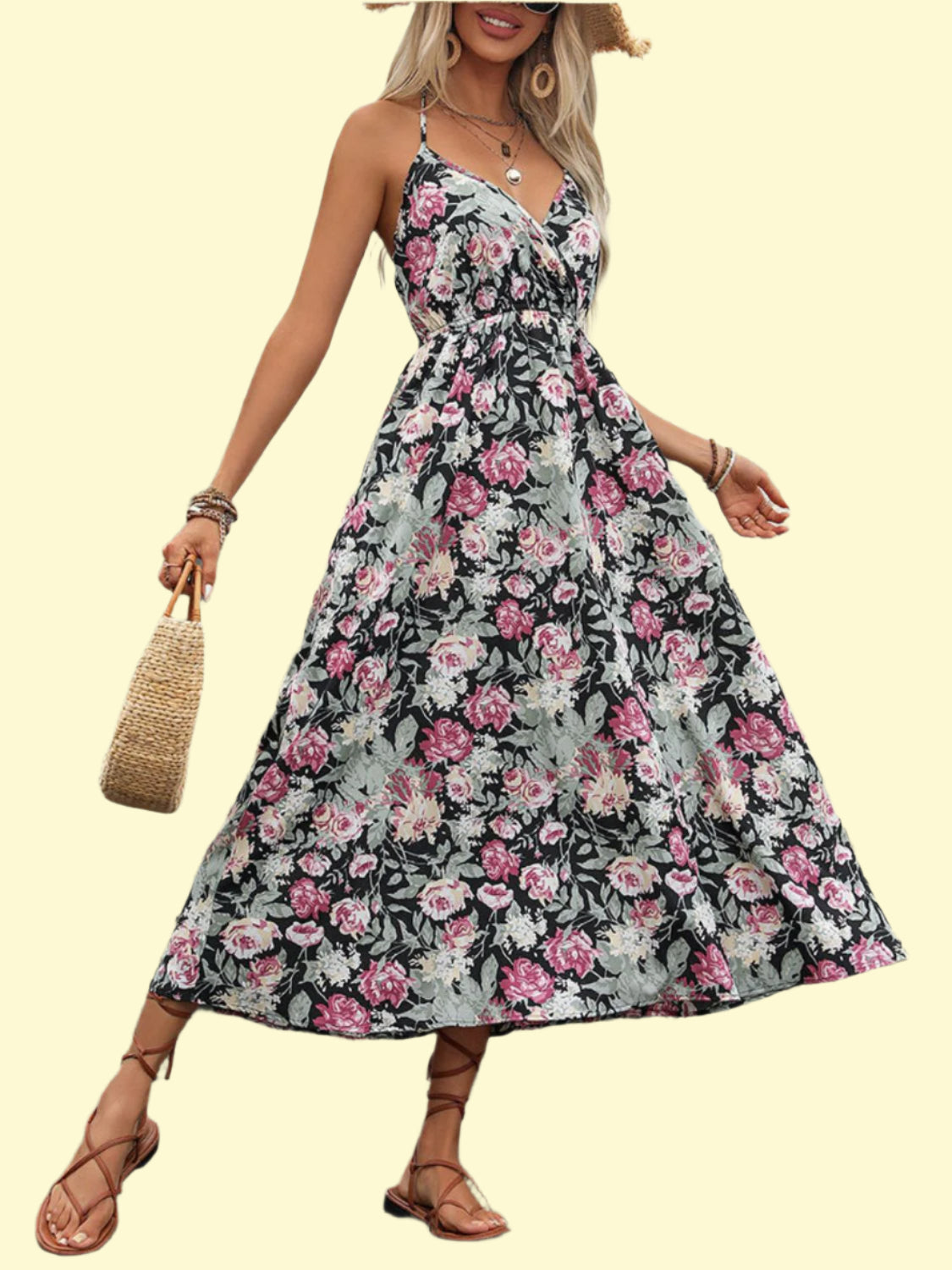 WestCloset Smocked Halter Neck Midi Dress