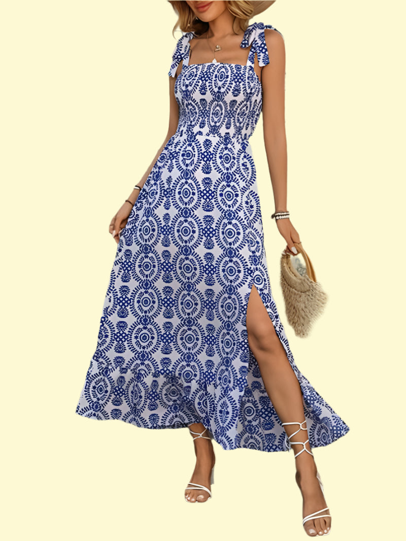 WestCloset Smocked Slit Maxi Dress