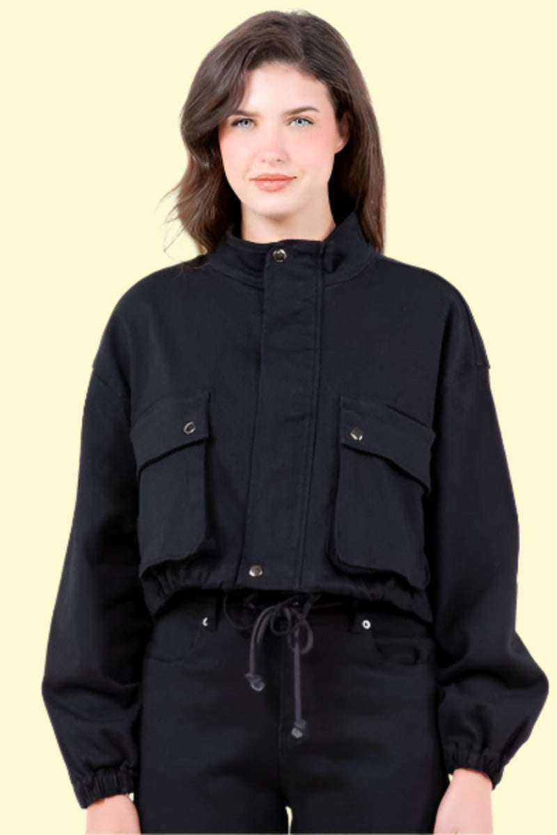 WestCloset cropped black cargo jacket