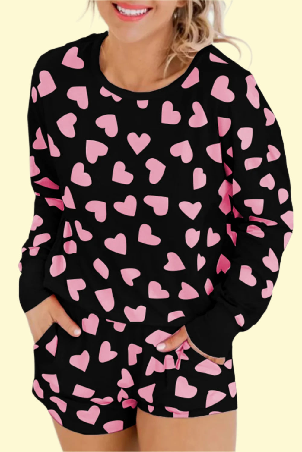 WestCloset heart print lounge set in black