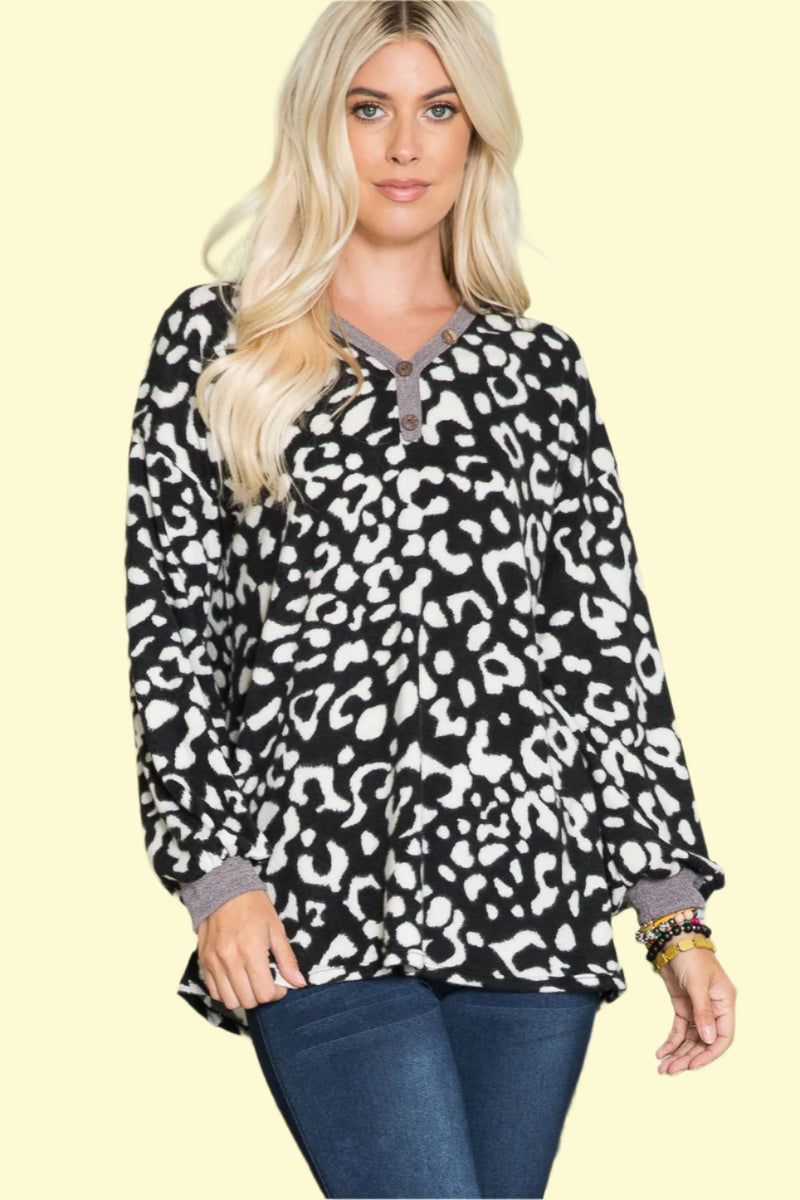 WestCloset long sleeve animal print top