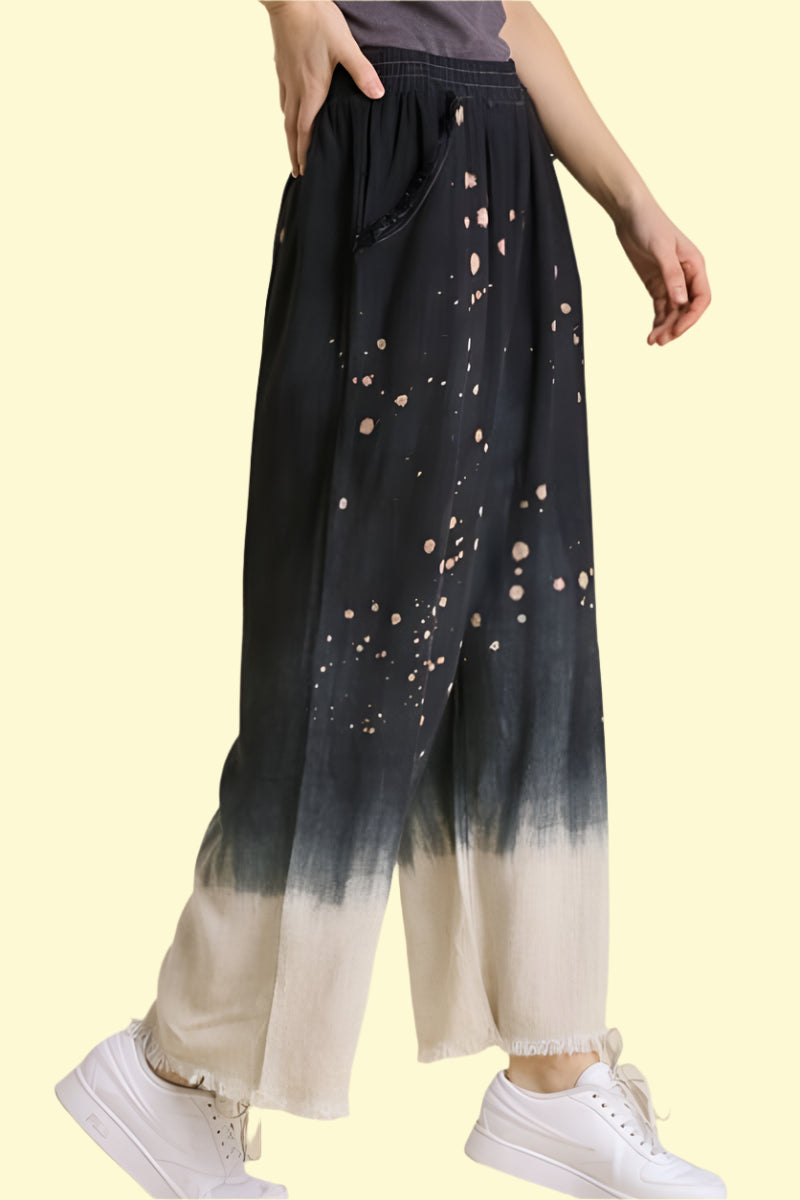 WestCloset ombre wide leg linen trousers