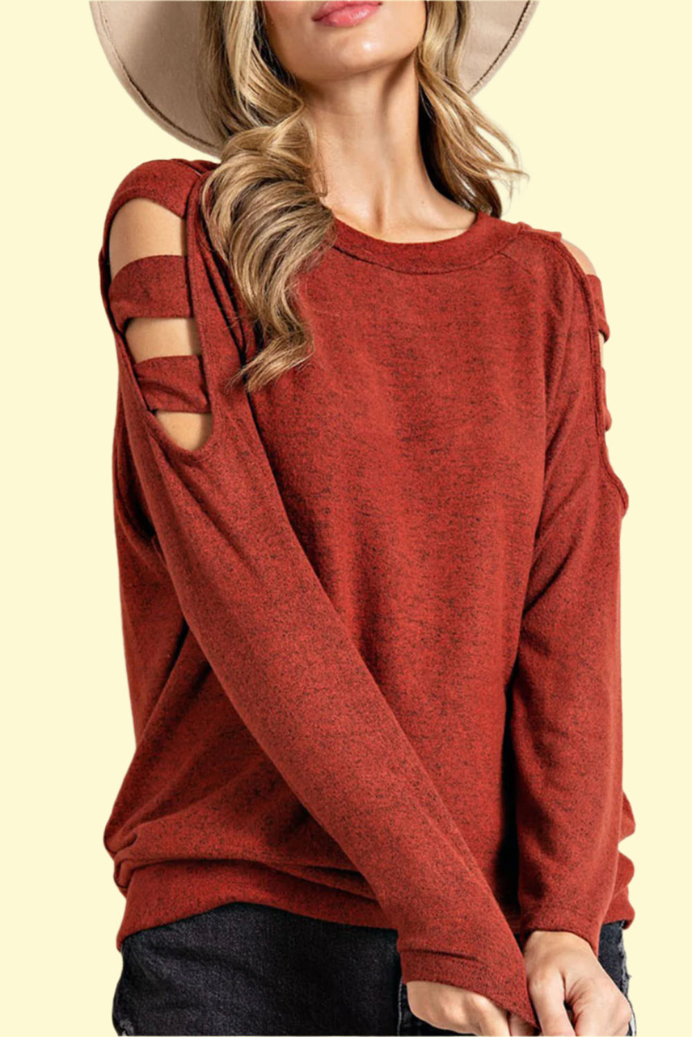 WestCloset rust cutout round neck top