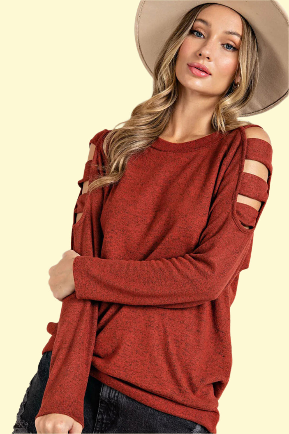 WestCloset stylish cutout blouse in rust 