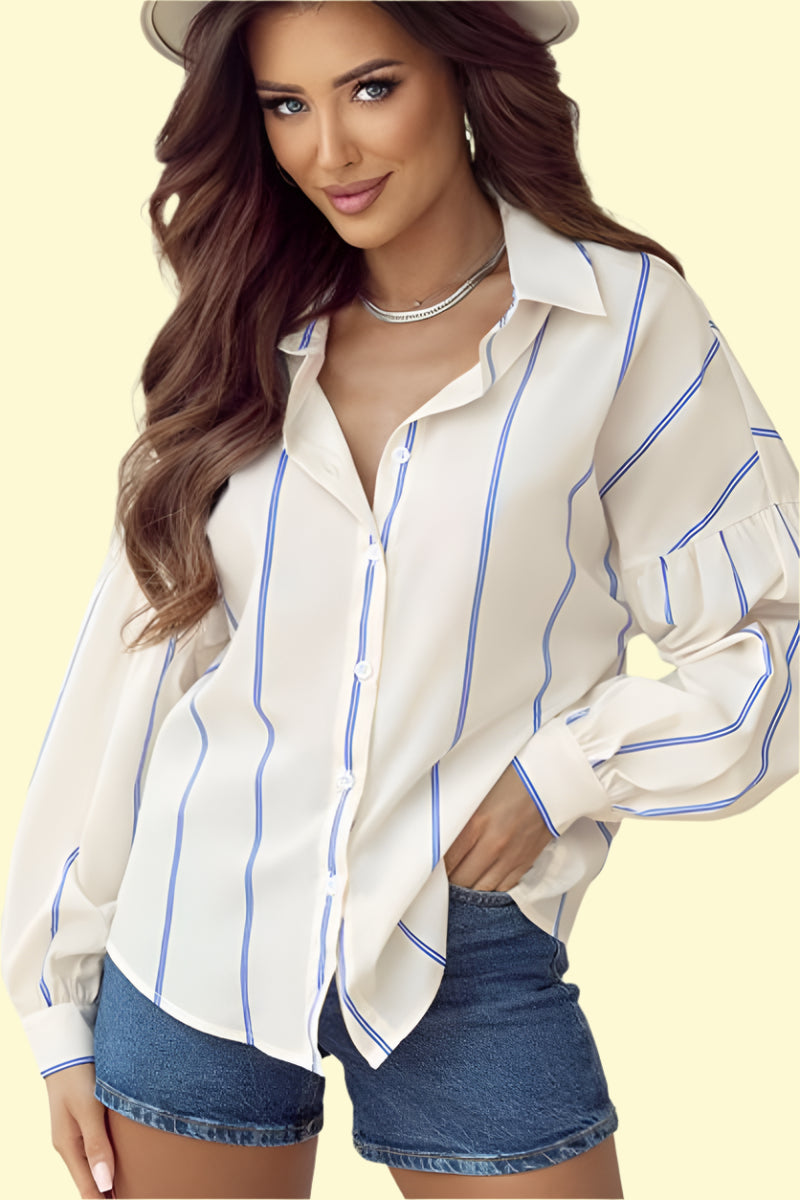 WestCloset white striped drop shoulder shirt