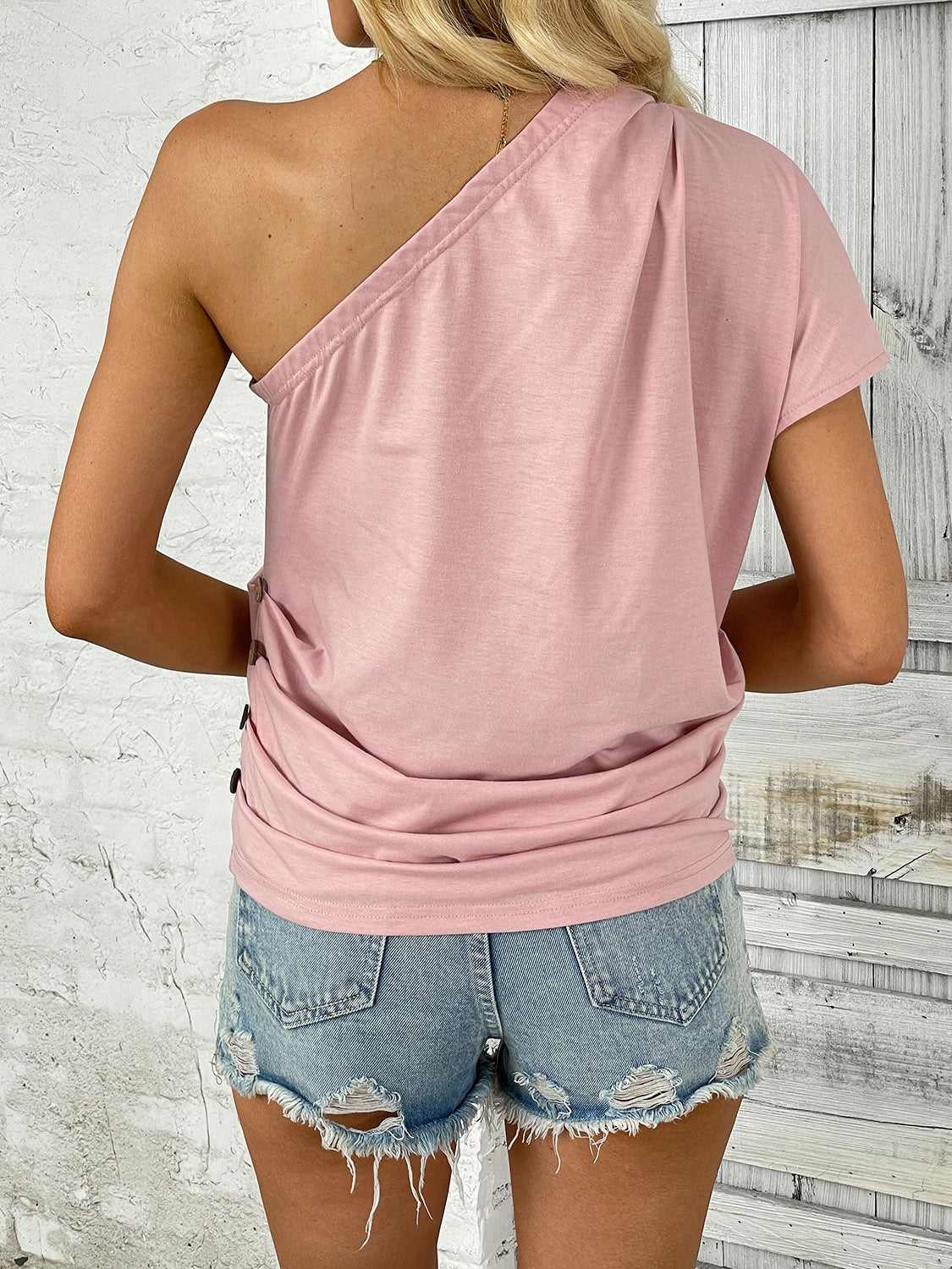 One Shoulder Short Sleeve T-Shirt