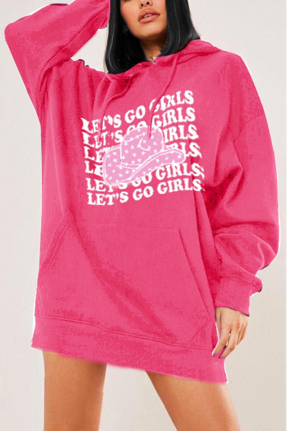 Simply Love Simply Love Full Size LET‚ÄôS GO GIRLS Graphic Dropped Shoulder Hoodie