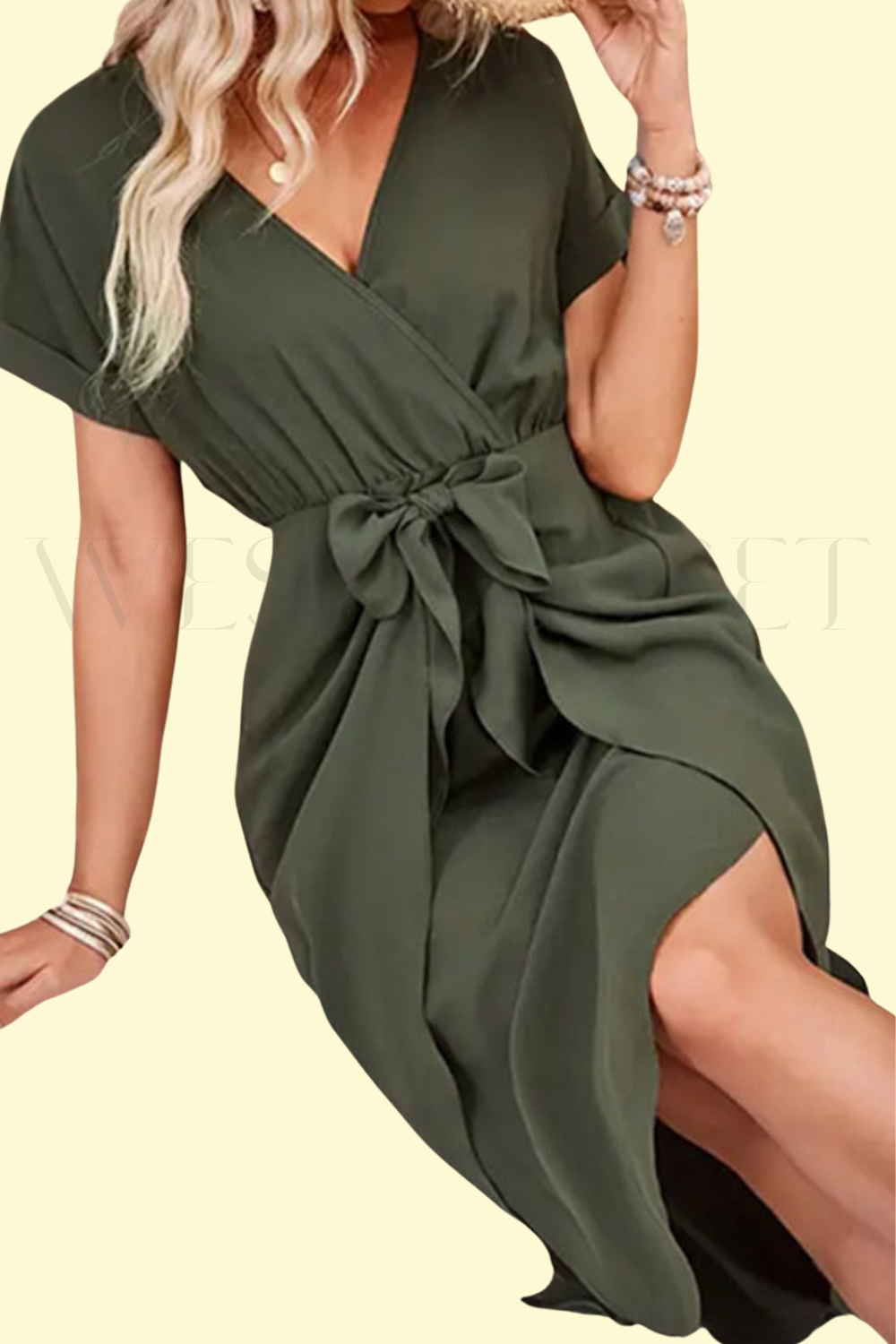 army green bold dress WestCloset