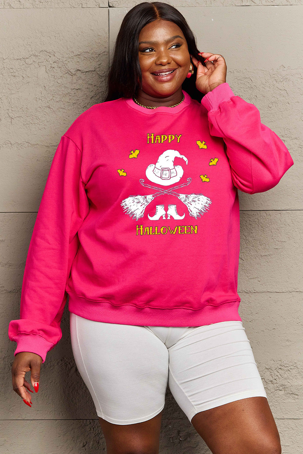 Simply Love Full Size HAPPY HALLOWEEN Graphic Sweatshirt