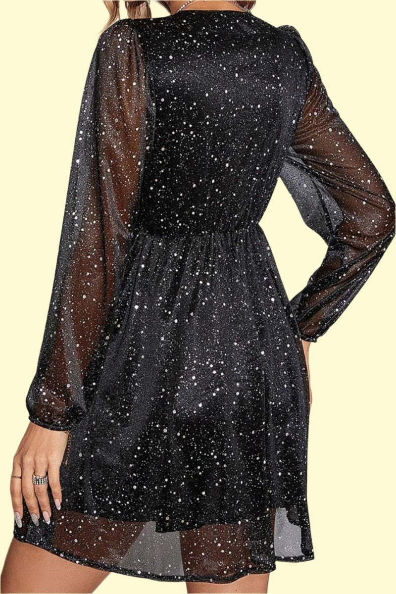 sparkly black mini dress