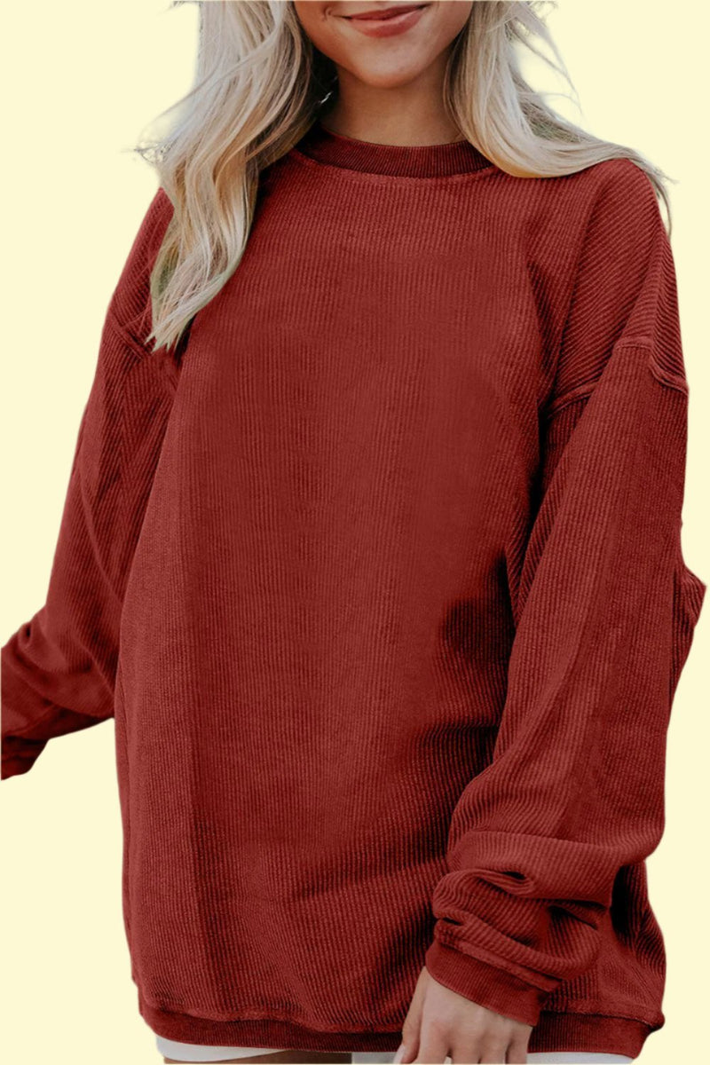 brick red drop shoulder sweatshirt by WestCloset