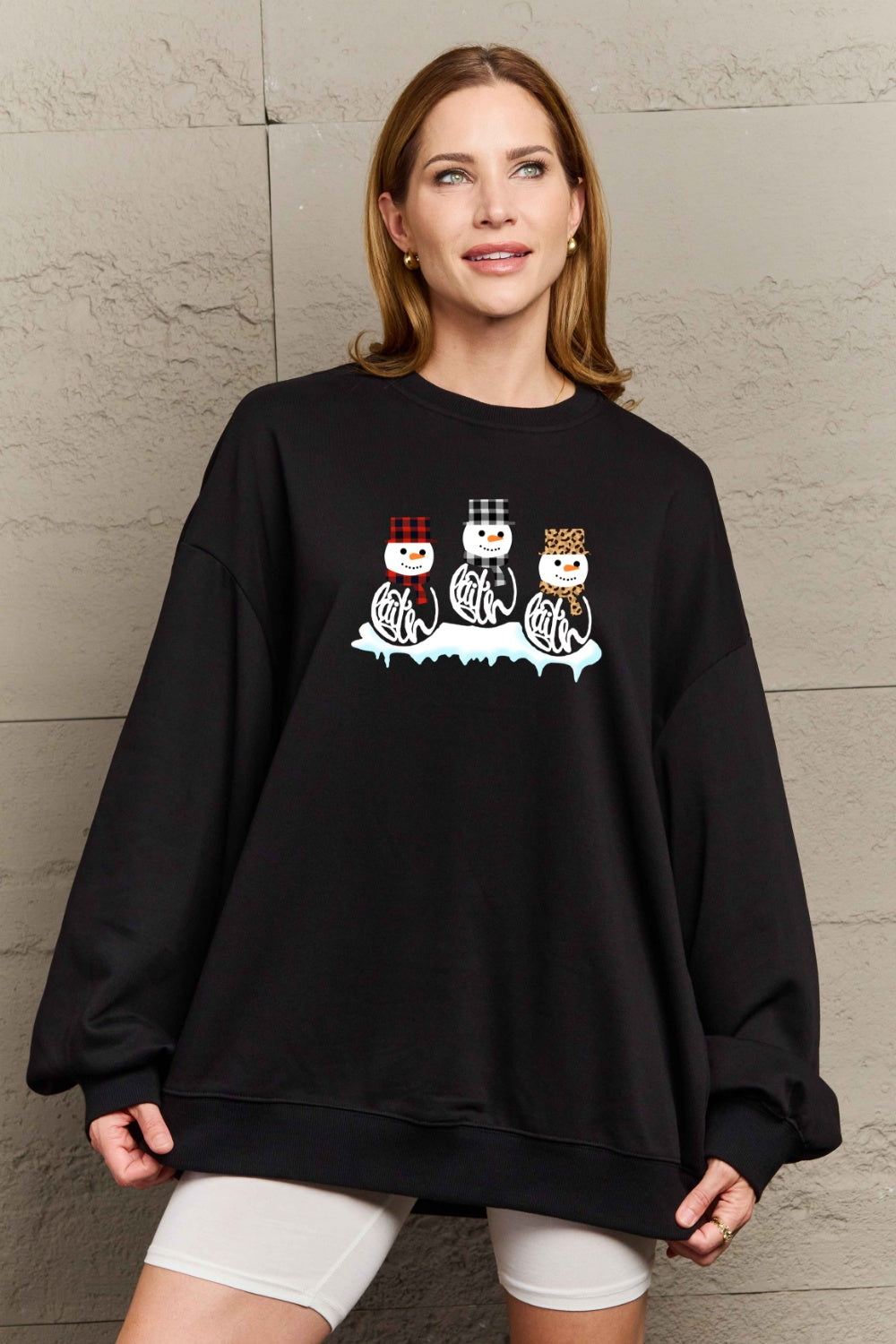 Simply Love Full Size Snowmen Graphic Sweatshirt