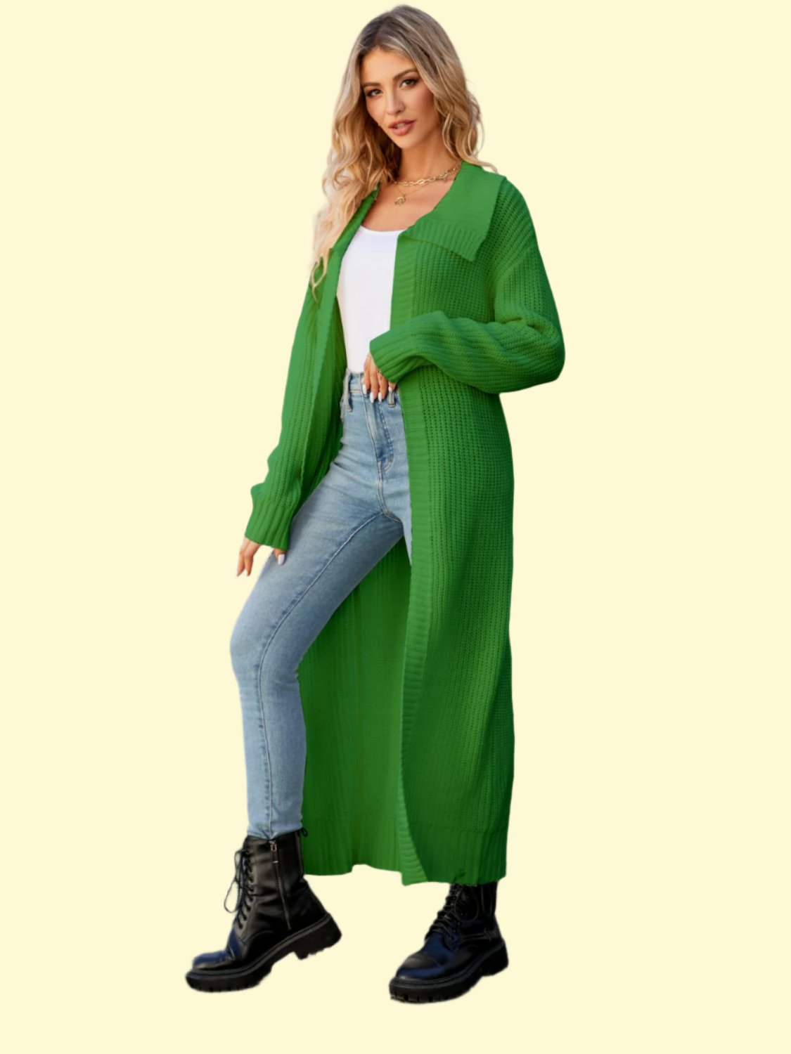 Full Size Collared Open Front Duster Cardigan