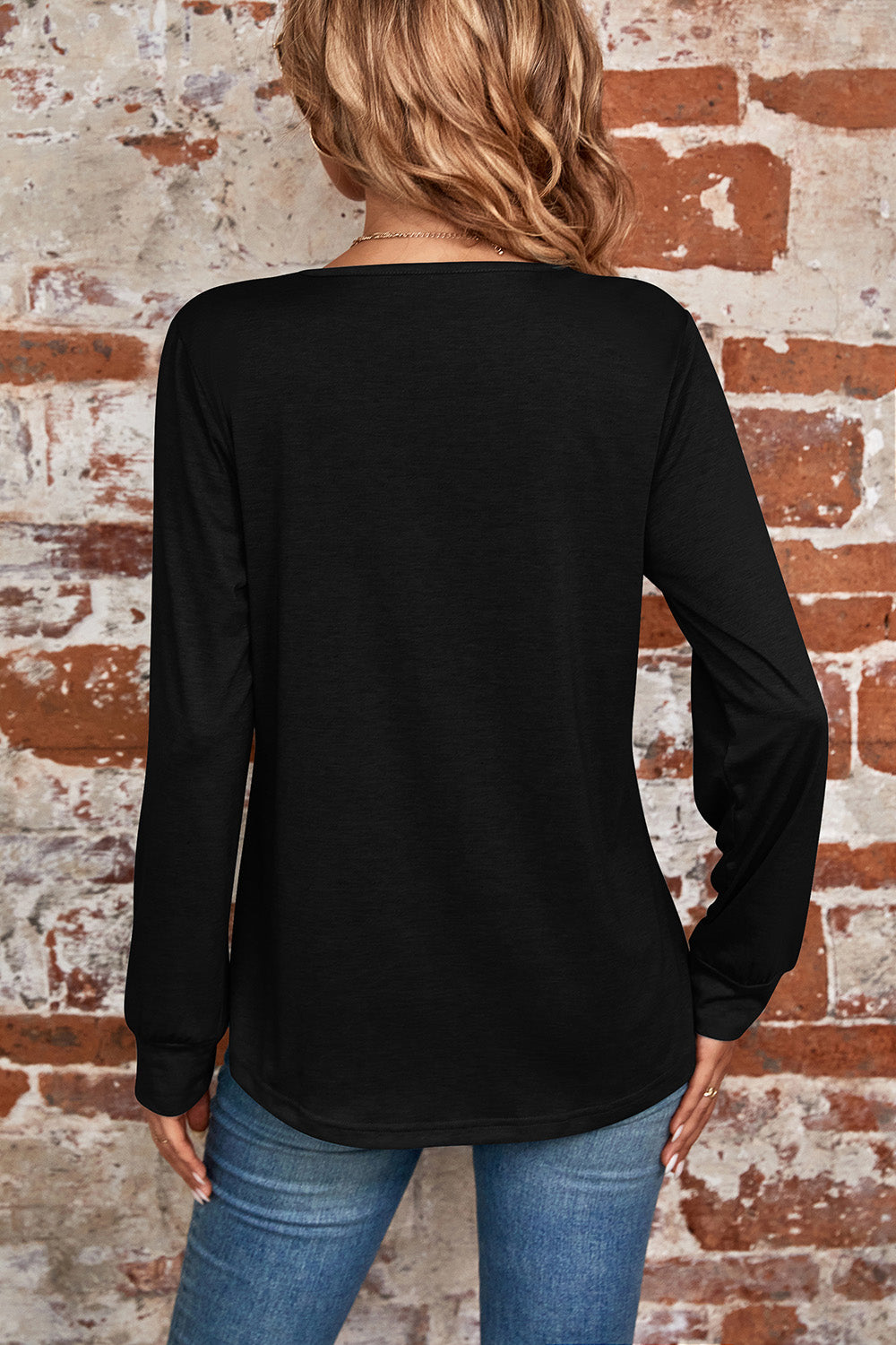 Ruched Square Neck Long Sleeve T-Shirt