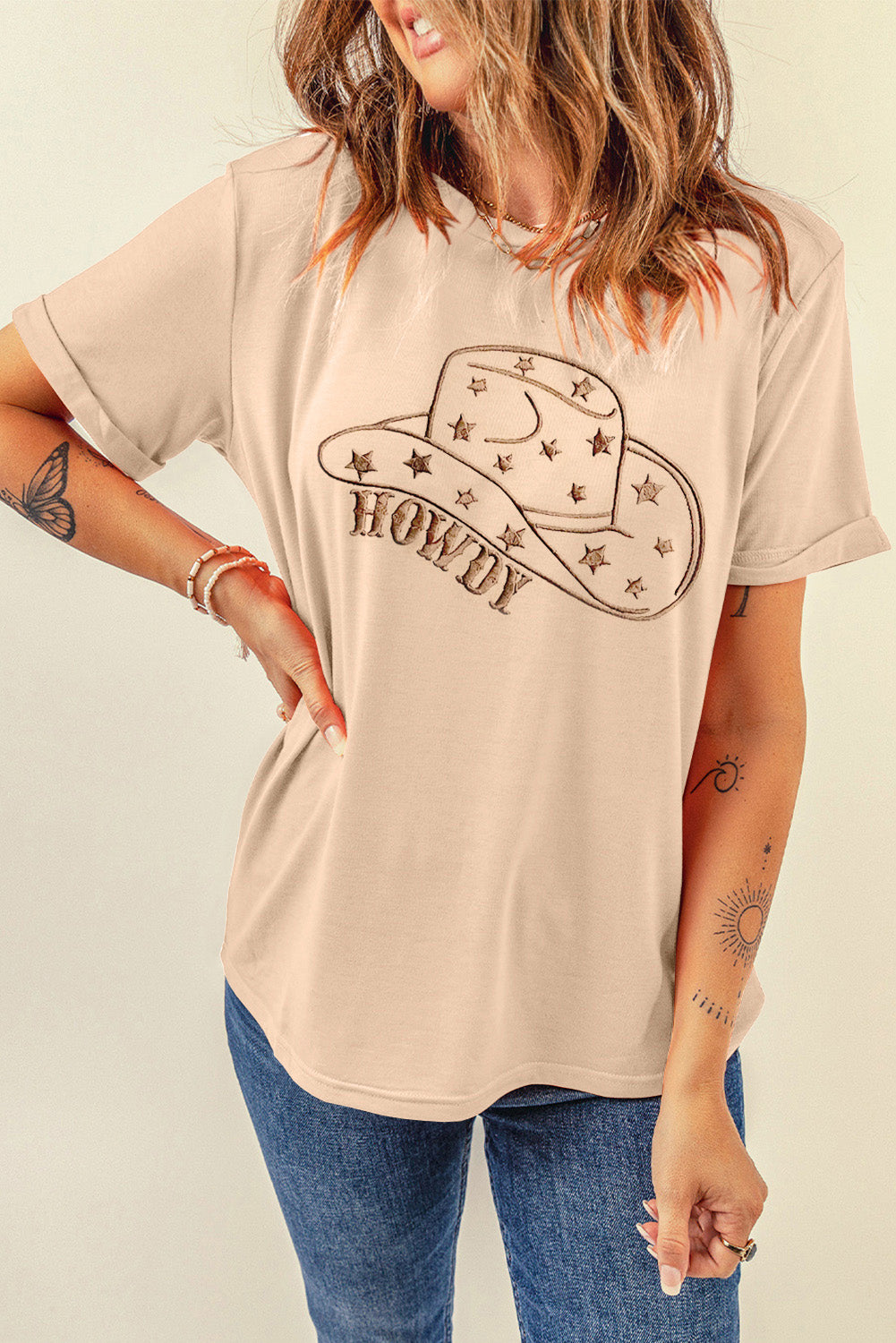 Hat Graphic Round Neck Short Sleeve T-Shirt