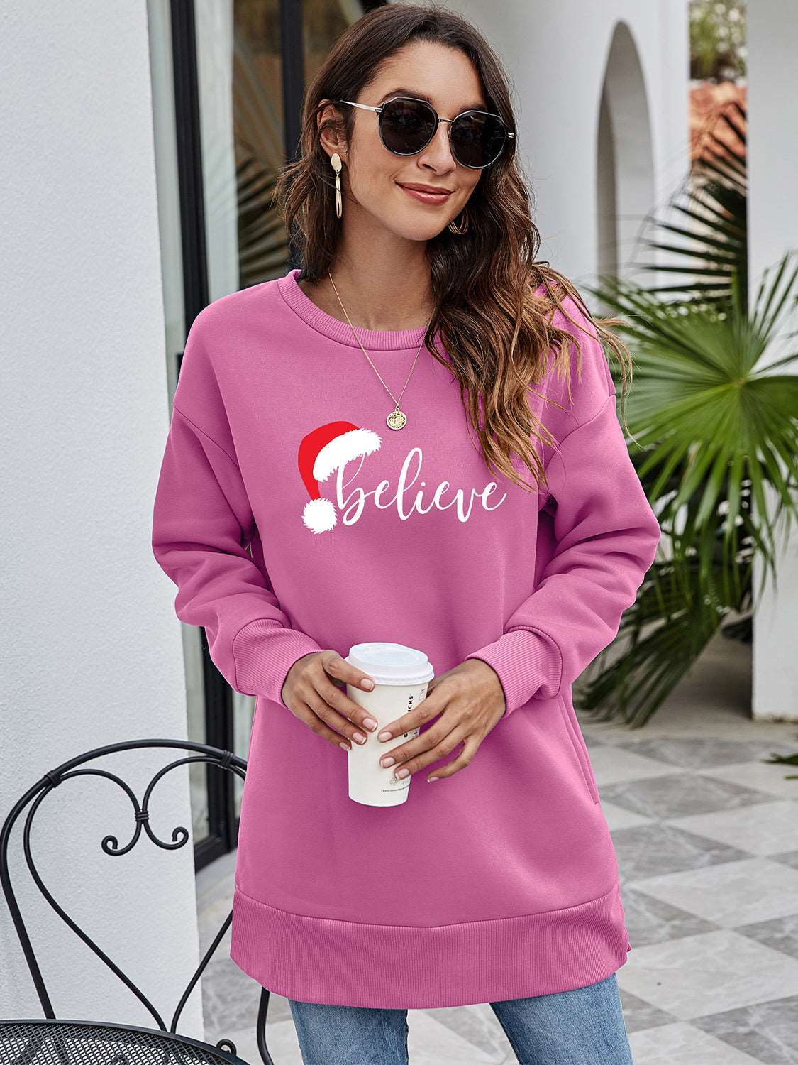 BELIEVE Graphic Tunic Sweatshirt