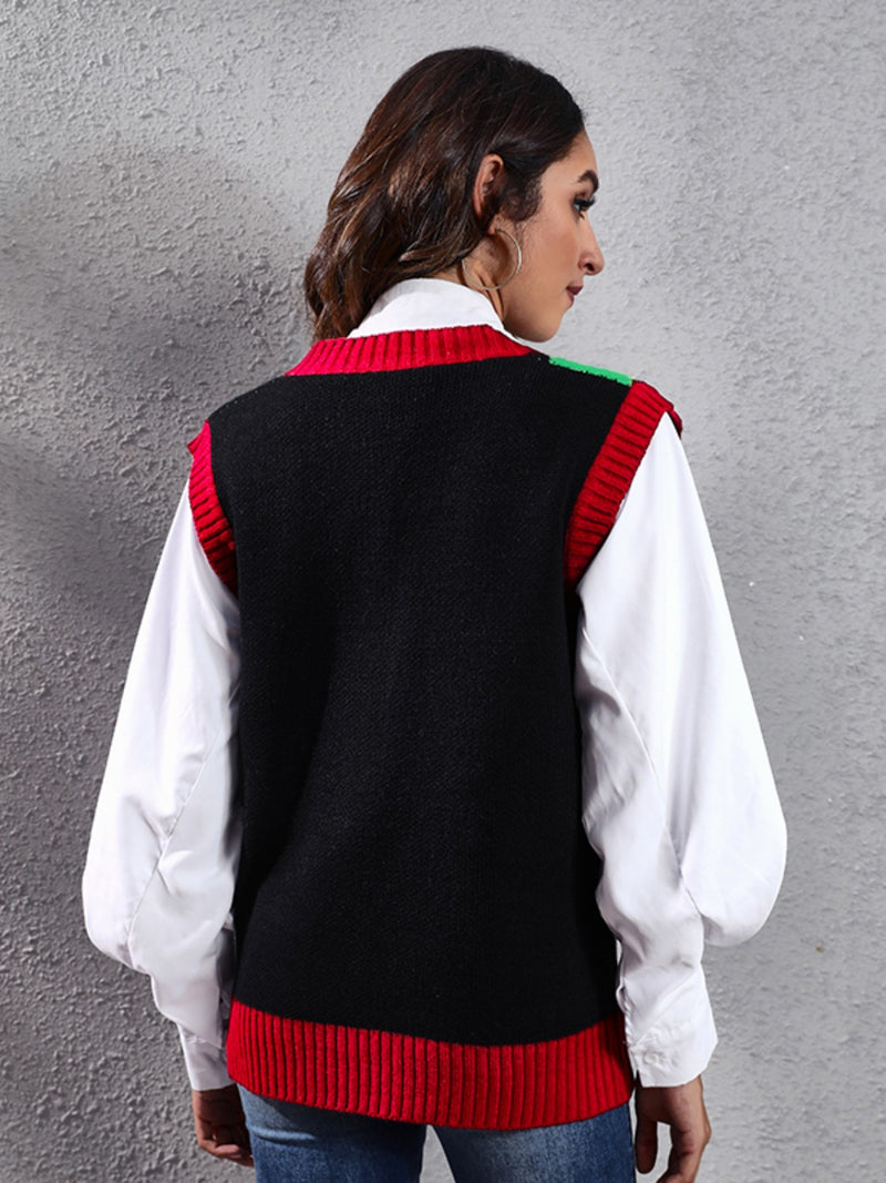 Four Leaf Clover V-Neck Sweater Vest