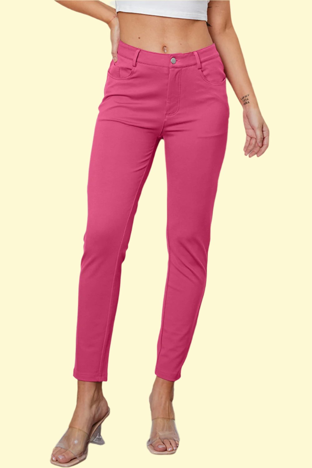 pink pocket pants for women