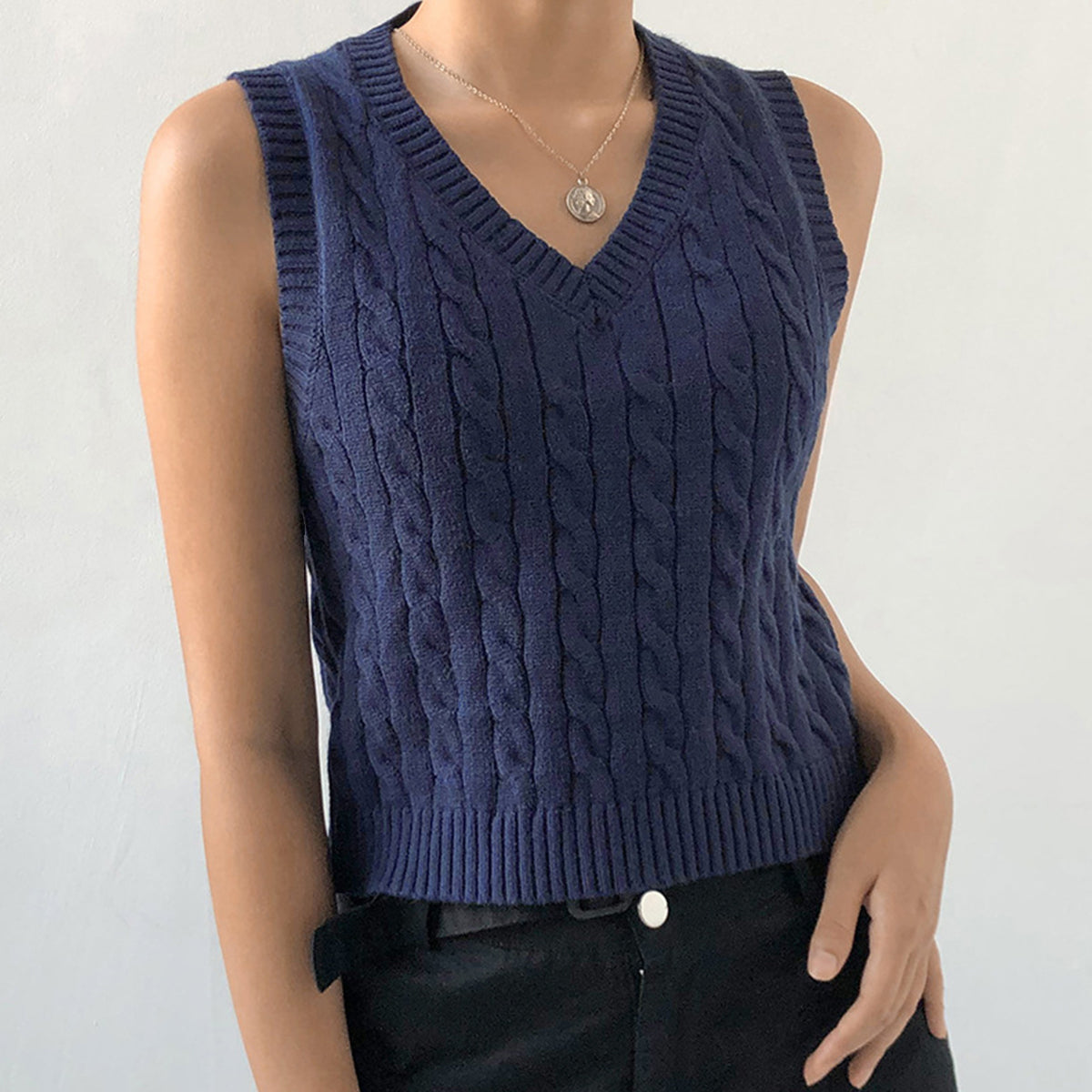 Cable-knit V-Neck Sweater Vest