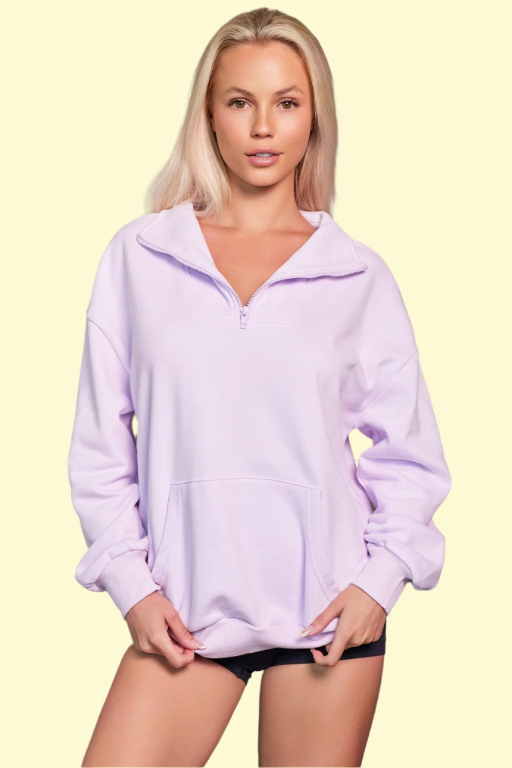 Quarter Zip Dropped Shoulder Sweatshirt