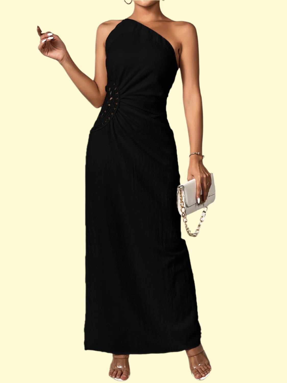 Black one shoulder maxi dress