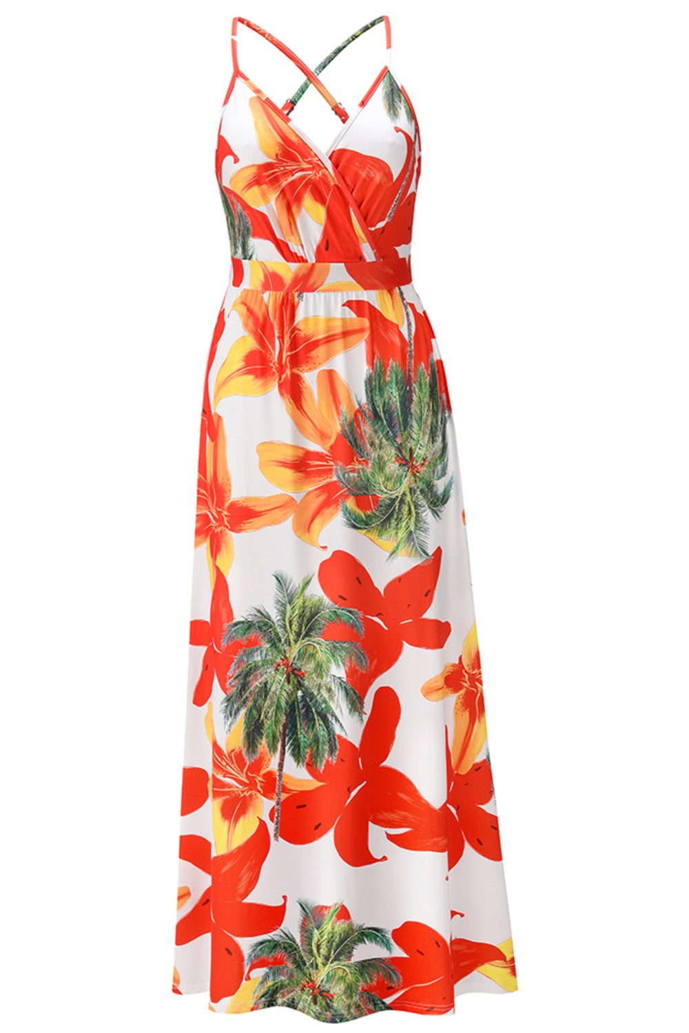 Crisscross Printed Surplice Cami Dress