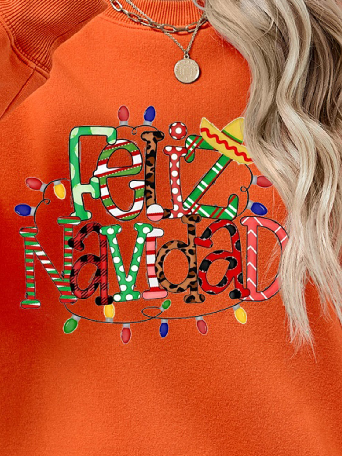 FELIZ NAVIDAD Round Neck Drop Shoulder Sweatshirt