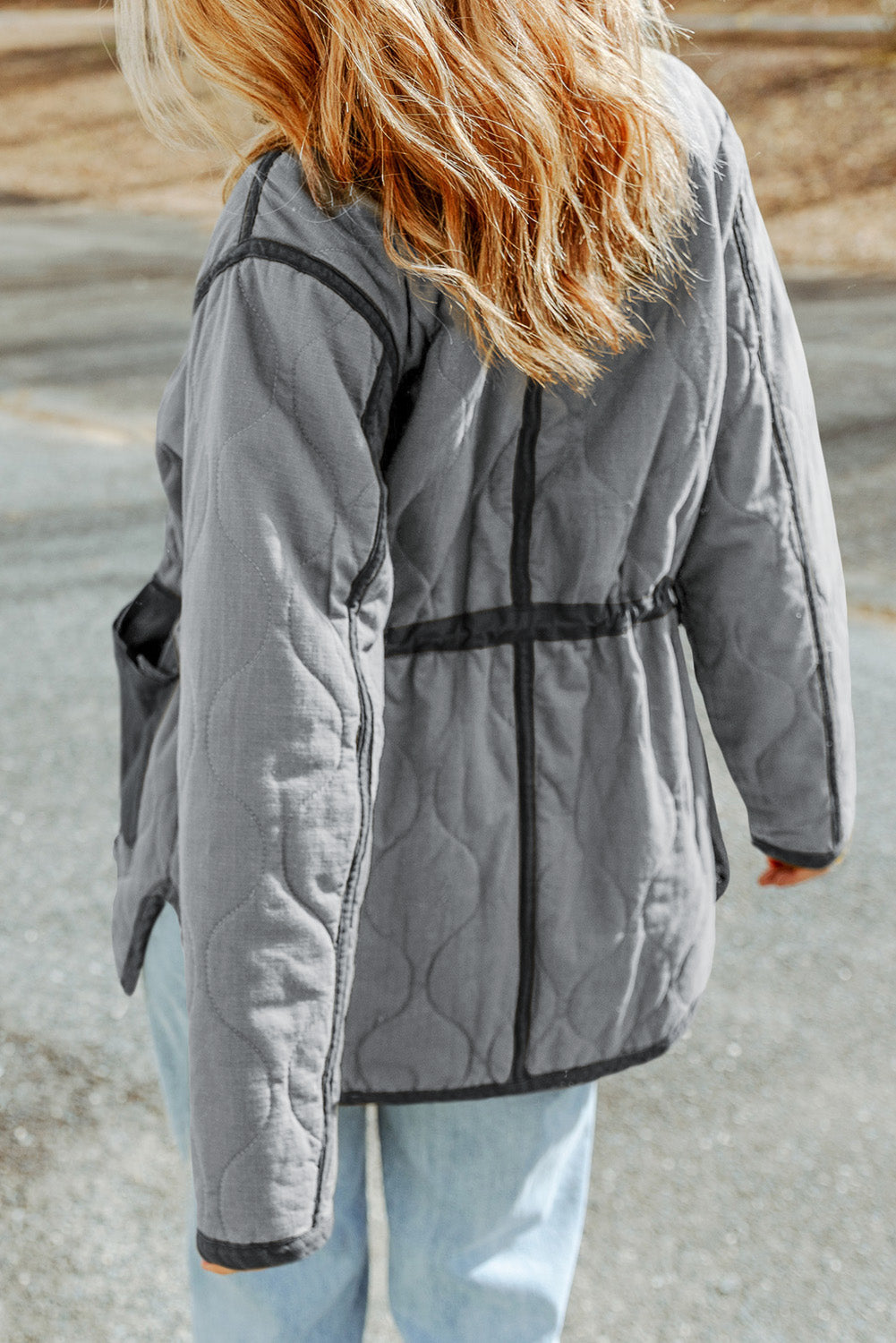 Drawstring Waist Zip-Up Jacket