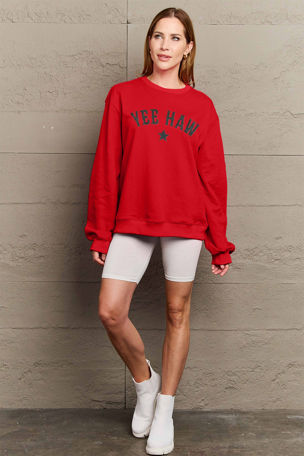 Simply Love Full Size YEEHAW Graphic Round Neck Sweatshirt