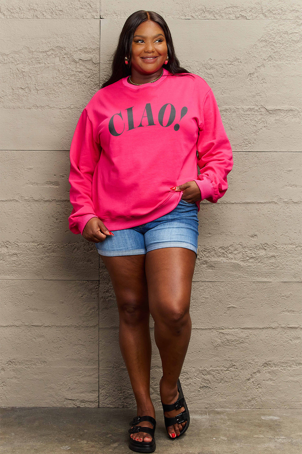 Simply Love Full Size CIAO√î¬∫√ÖRound Neck Sweatshirt