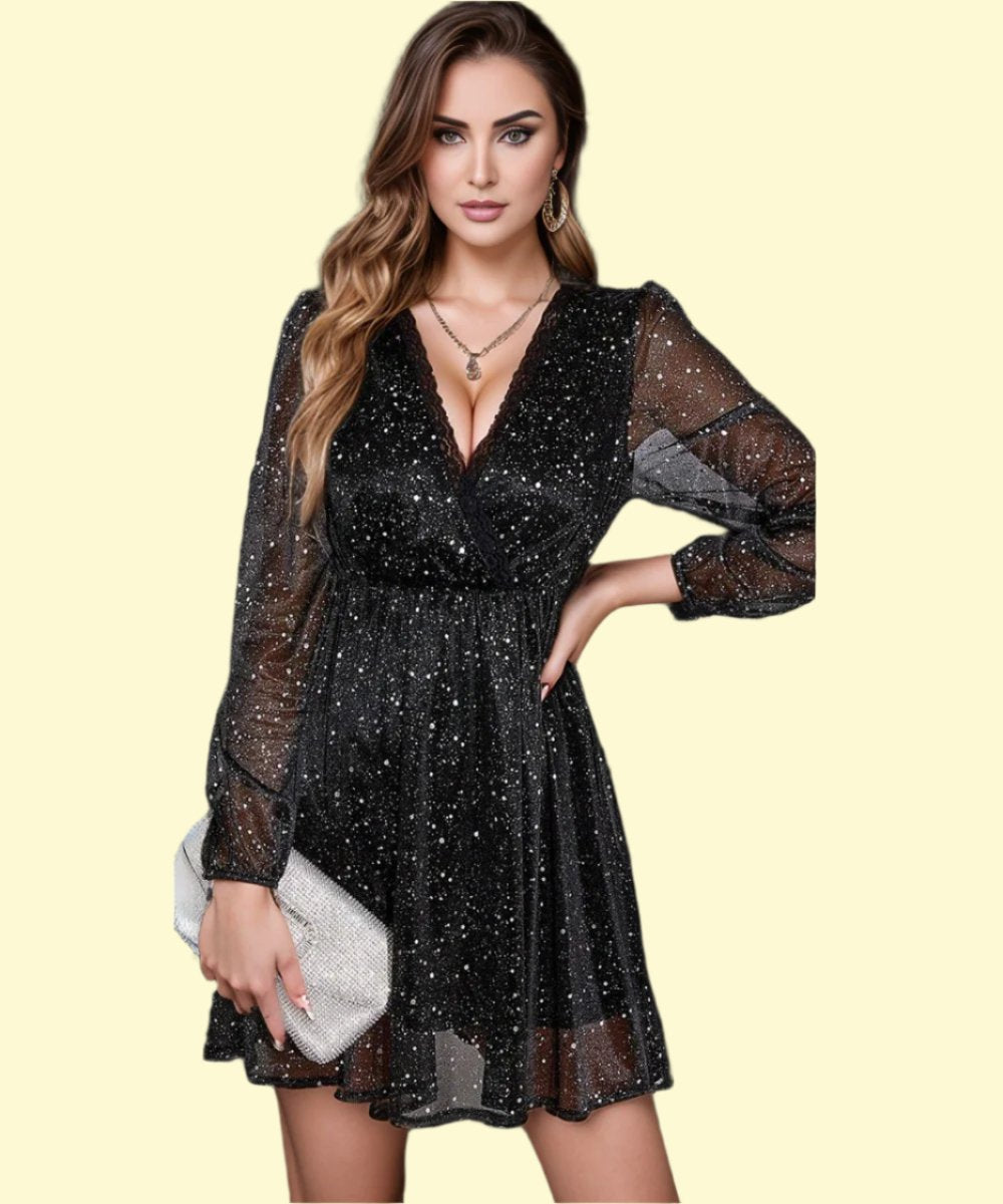 Glittering black mini dress by WestCloset