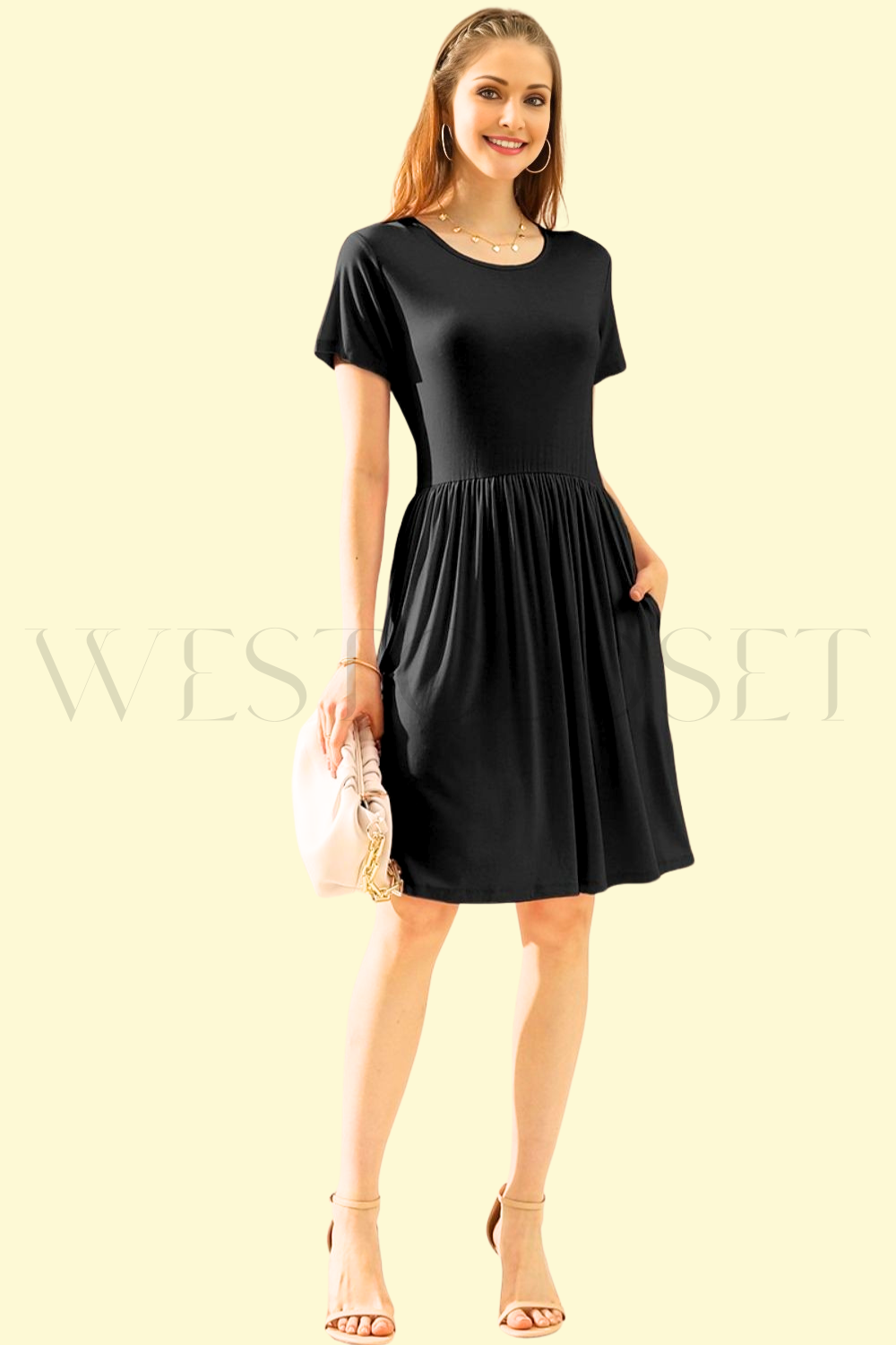 stylish ruched dress in black