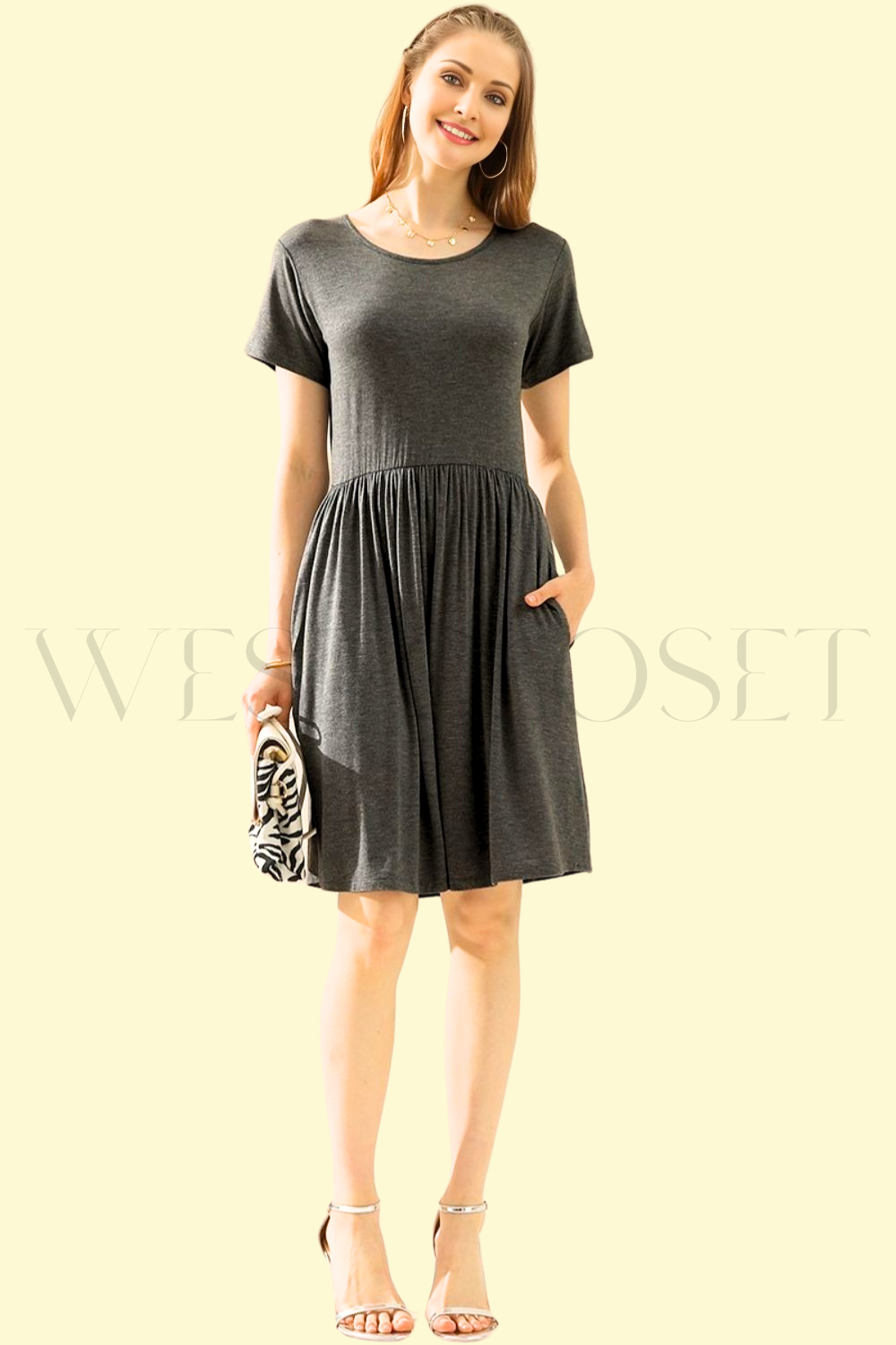 stylish ruched dress in charcoal by westcloset