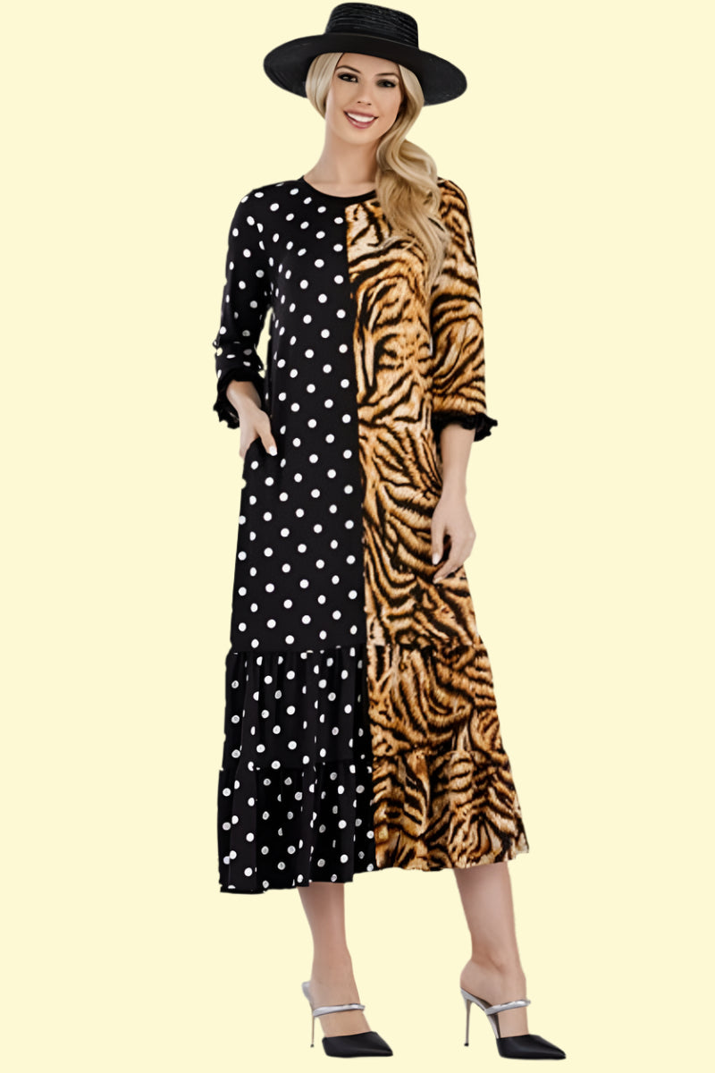 Women’s leopard polka dress with pockets